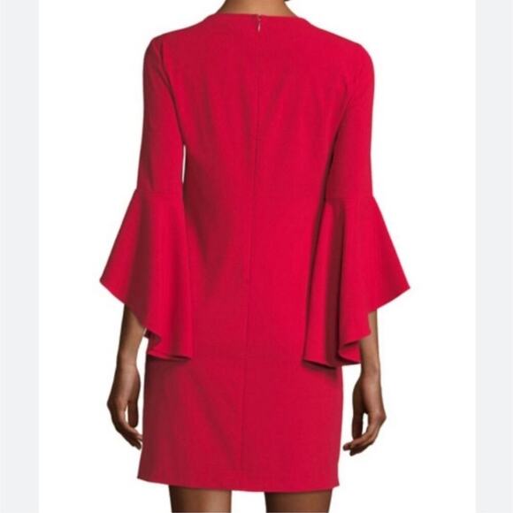 Laundry NWT by Shelli Segal Ruffle Keyhole Mini Dress Red Size 4 - Picture 2 of 11